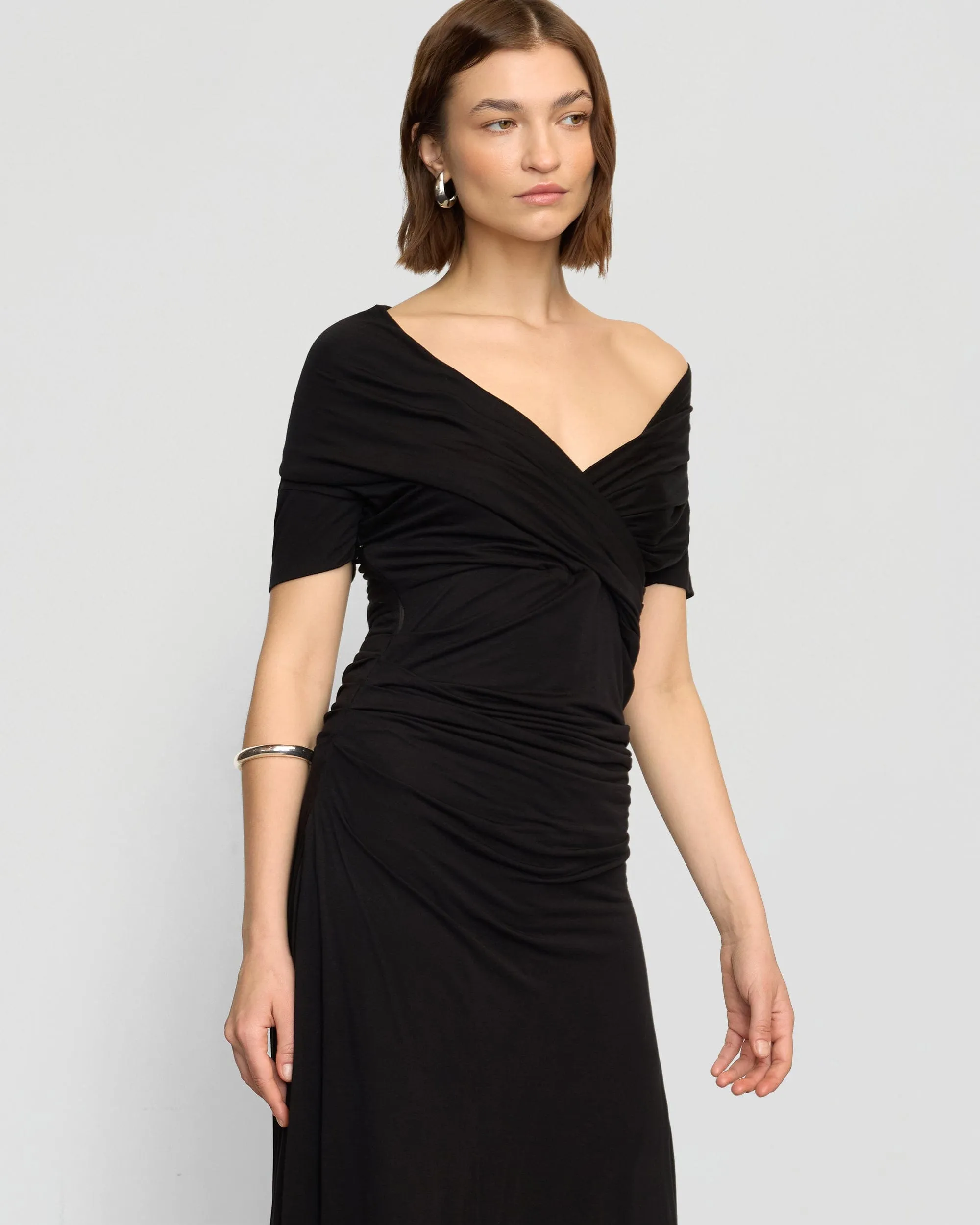 Thilda Ruched Off-Shoulder Dress Chic Accessory Convertible Style