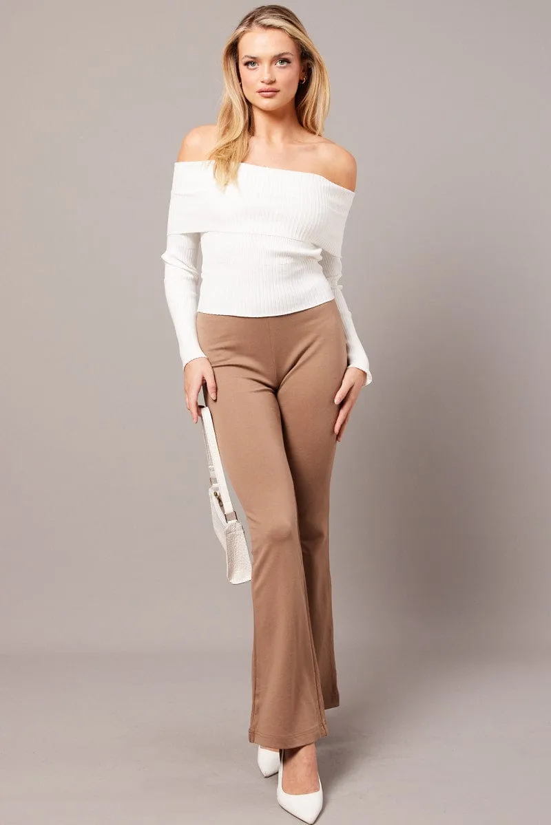 Secure Closures Brown Flare Leg Pants Ponte