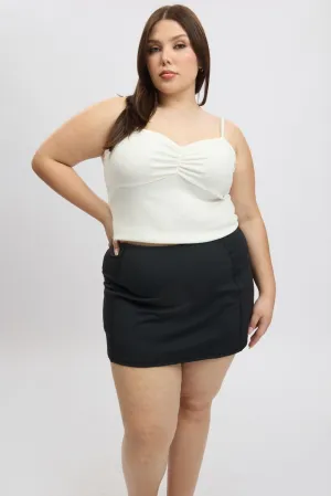 Black Front Split Tennis Skort Skirt Texture Play