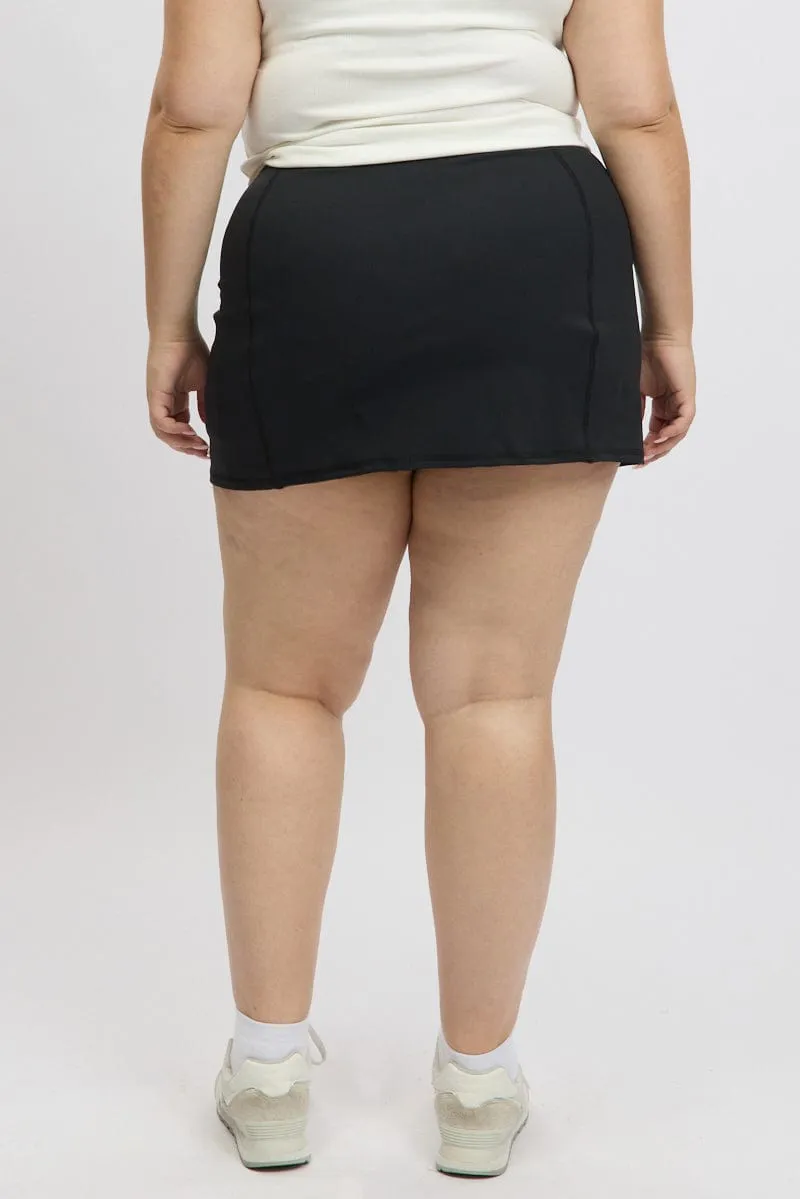 Gentle Flow Black Front Split Tennis Skort Skirt