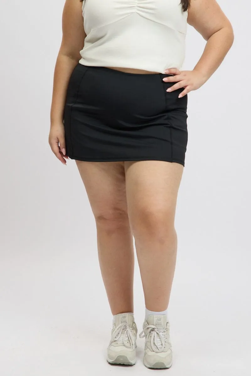 One size fits most Black Front Split Tennis Skort Skirt
