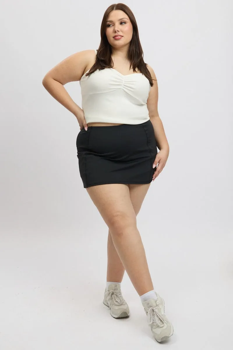 Black Front Split Tennis Skort Skirt Anti Pilling Fabric