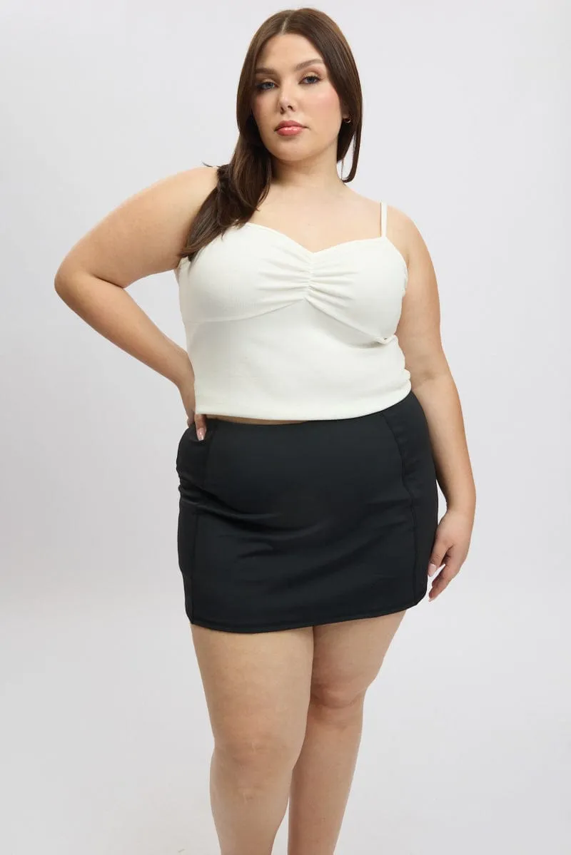 Black Front Split Tennis Skort Skirt Texture Play