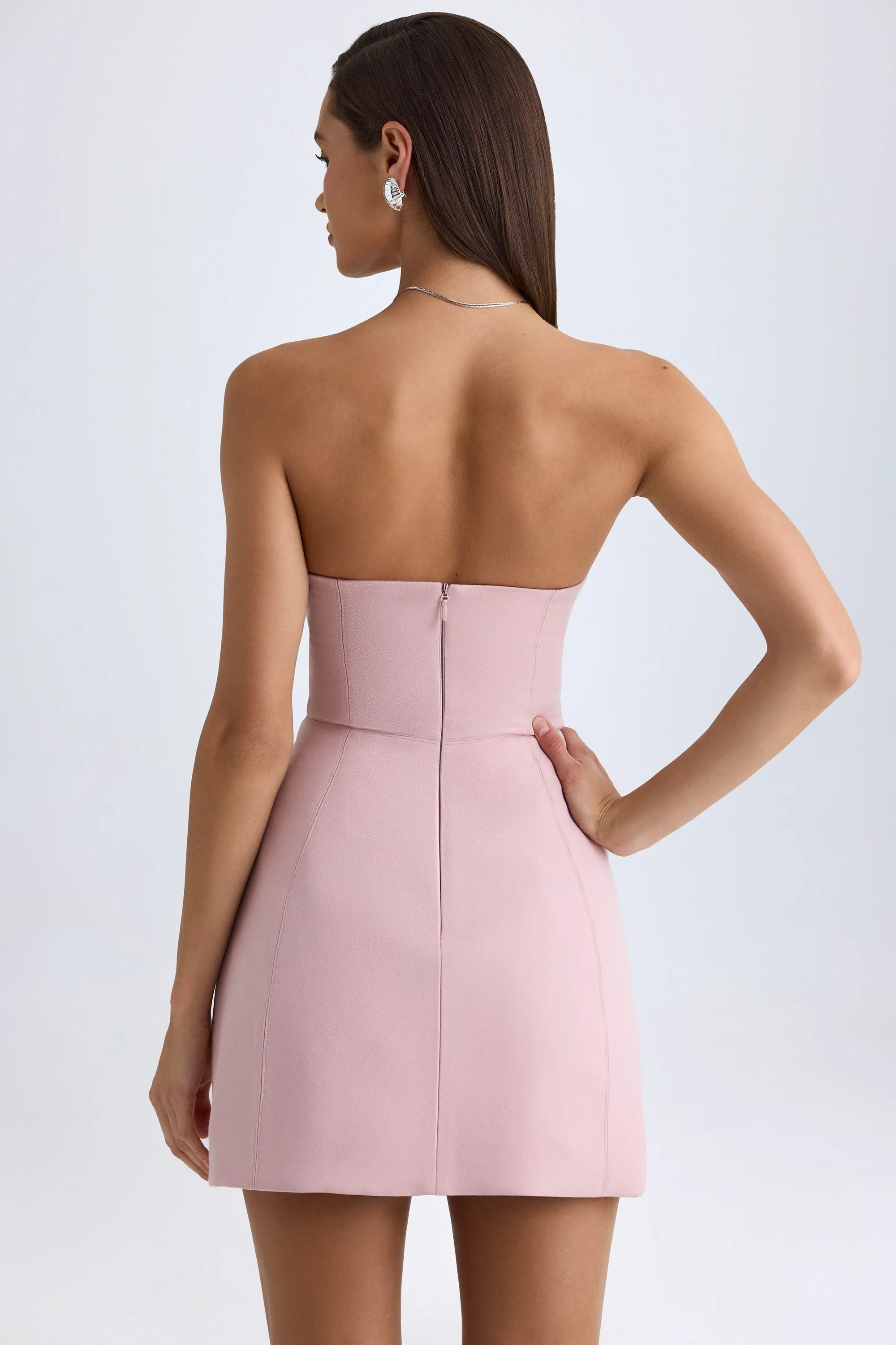Urban Mood Star Look Strapless Structured Tulip Mini Dress in Pink Mauve