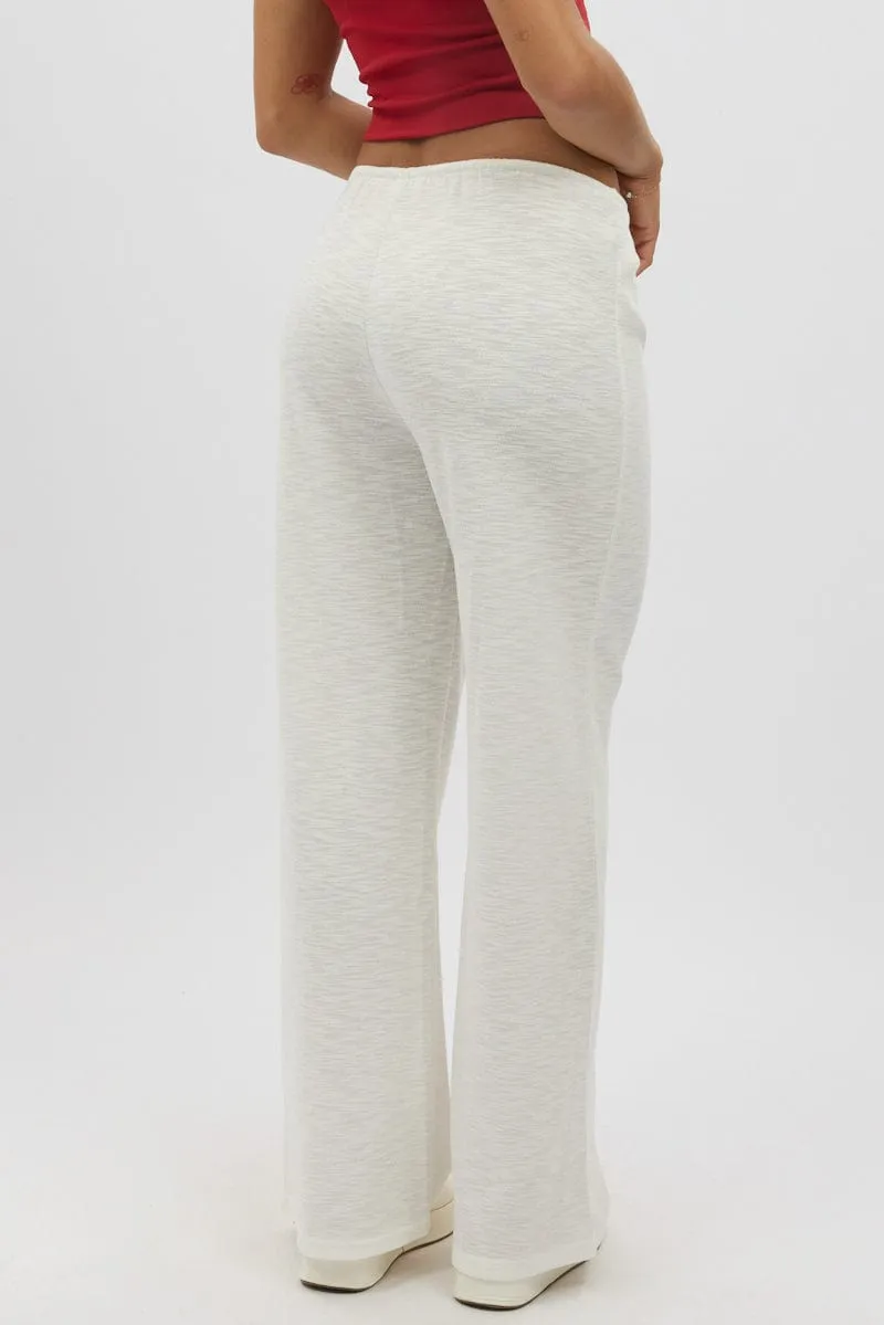 White Wide Leg Pants Low Rise Minimal Look Quick Access Zippers