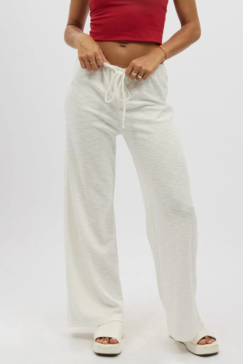 FourWayStretch White Wide Leg Pants Low Rise