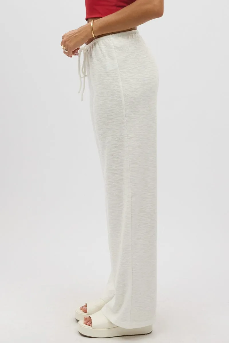 White Wide Leg Pants Low Rise Polyester fabric