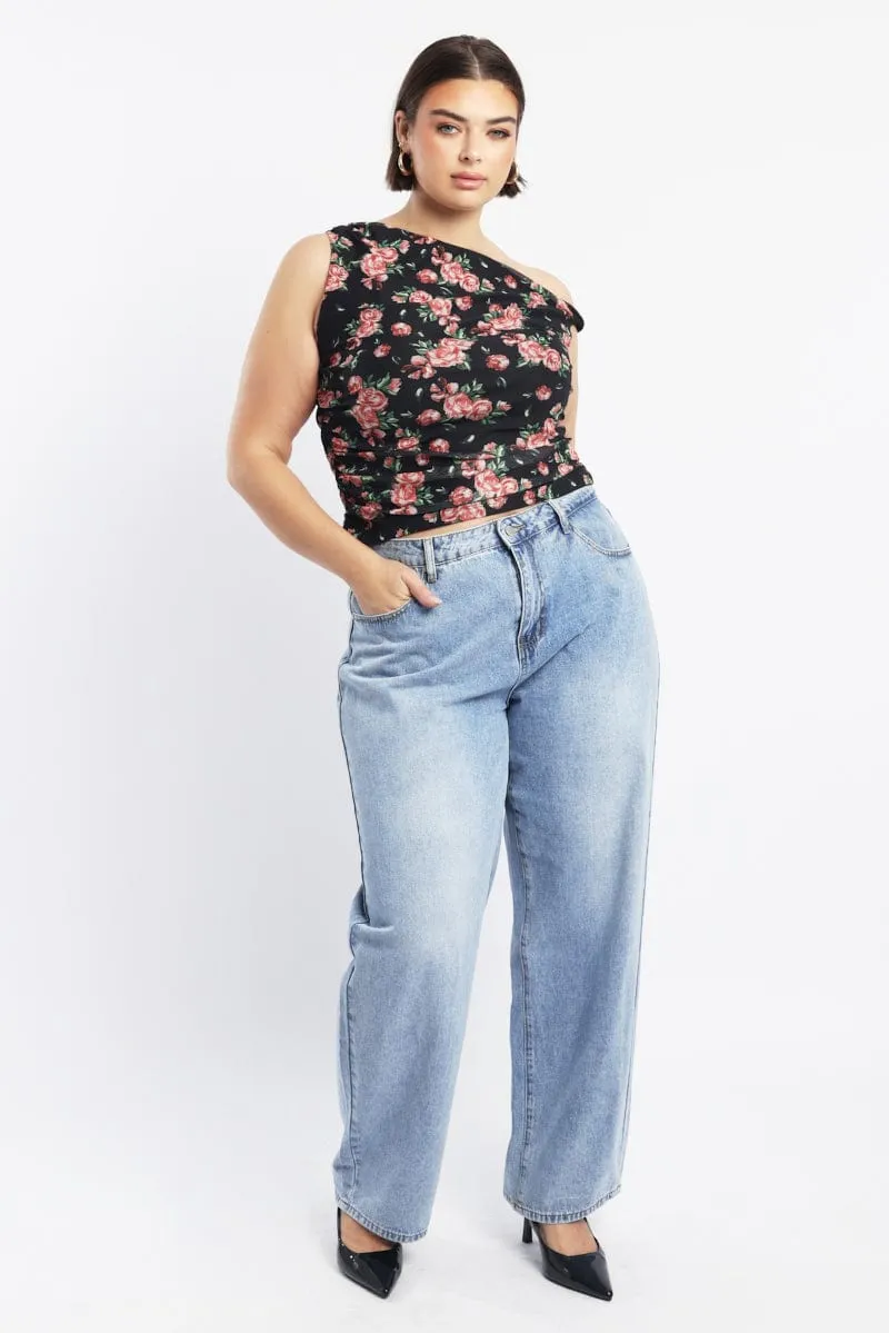 Denim Baggy Jeans Mid Rise Workwear Ready