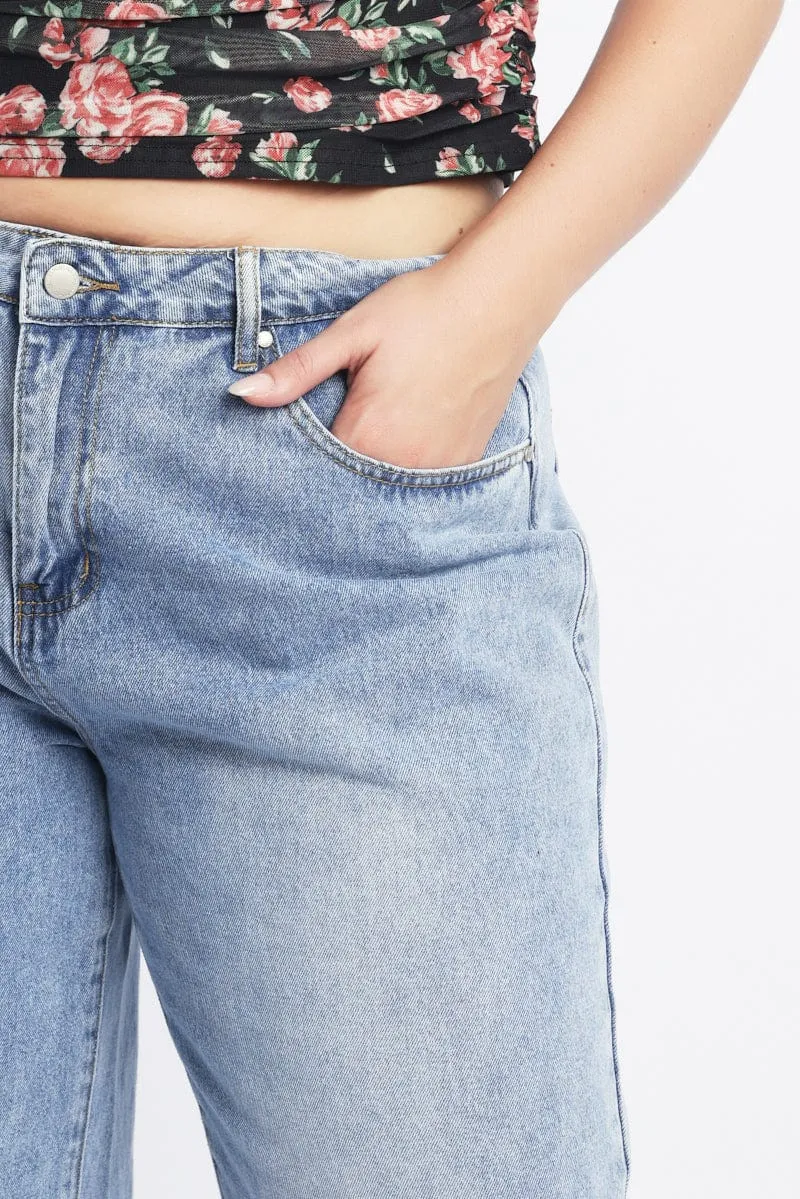Brunch Outfit Casual Smart Utility Denim Baggy Jeans Mid Rise