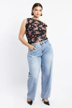 Denim Baggy Jeans Mid Rise Workwear Ready