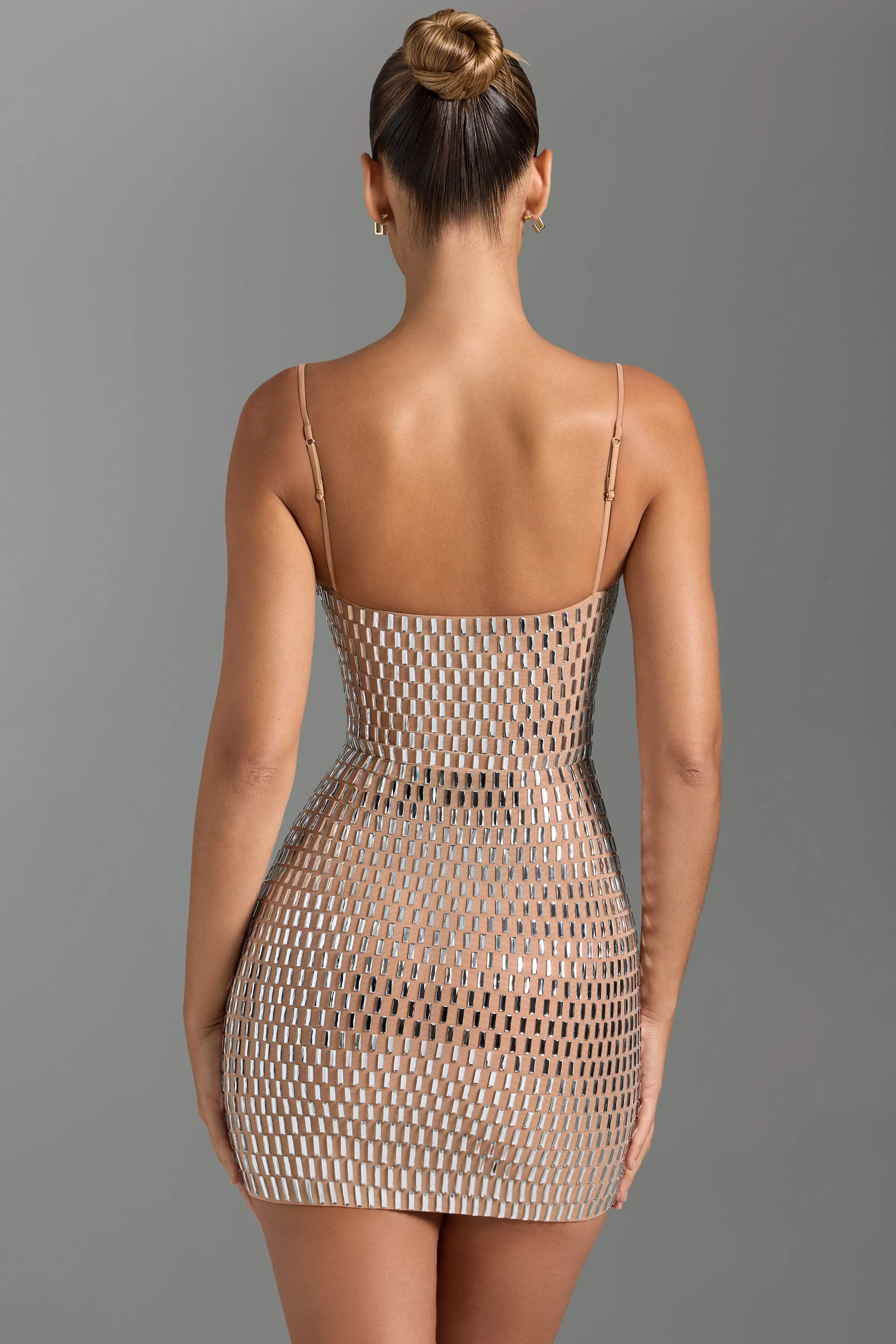 Embellished Cut-Out Mini Dress in Honey Casual Fashion Look Relaxed Silhouette