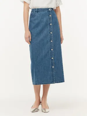 Elasticized Cuff 100% Cotton Denim Glitter Adjustable Waist Women Skirt