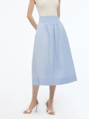 A-Line Smocked Waist Women Skirt Cool Touch Twist Knot Details