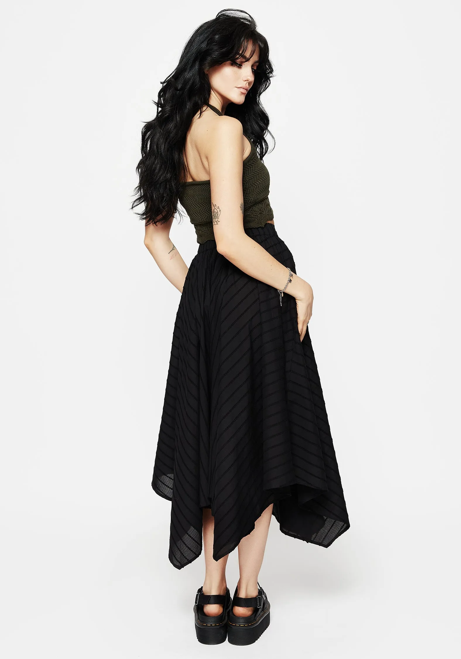Hypoallergenic fabric Relaxed Mood Blythe Handkerchief Hem Midaxi Skirt