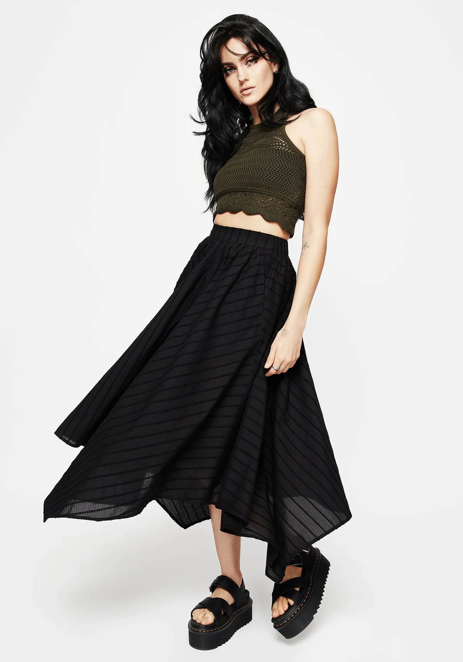 raw hem Cozy Edge Blythe Handkerchief Hem Midaxi Skirt