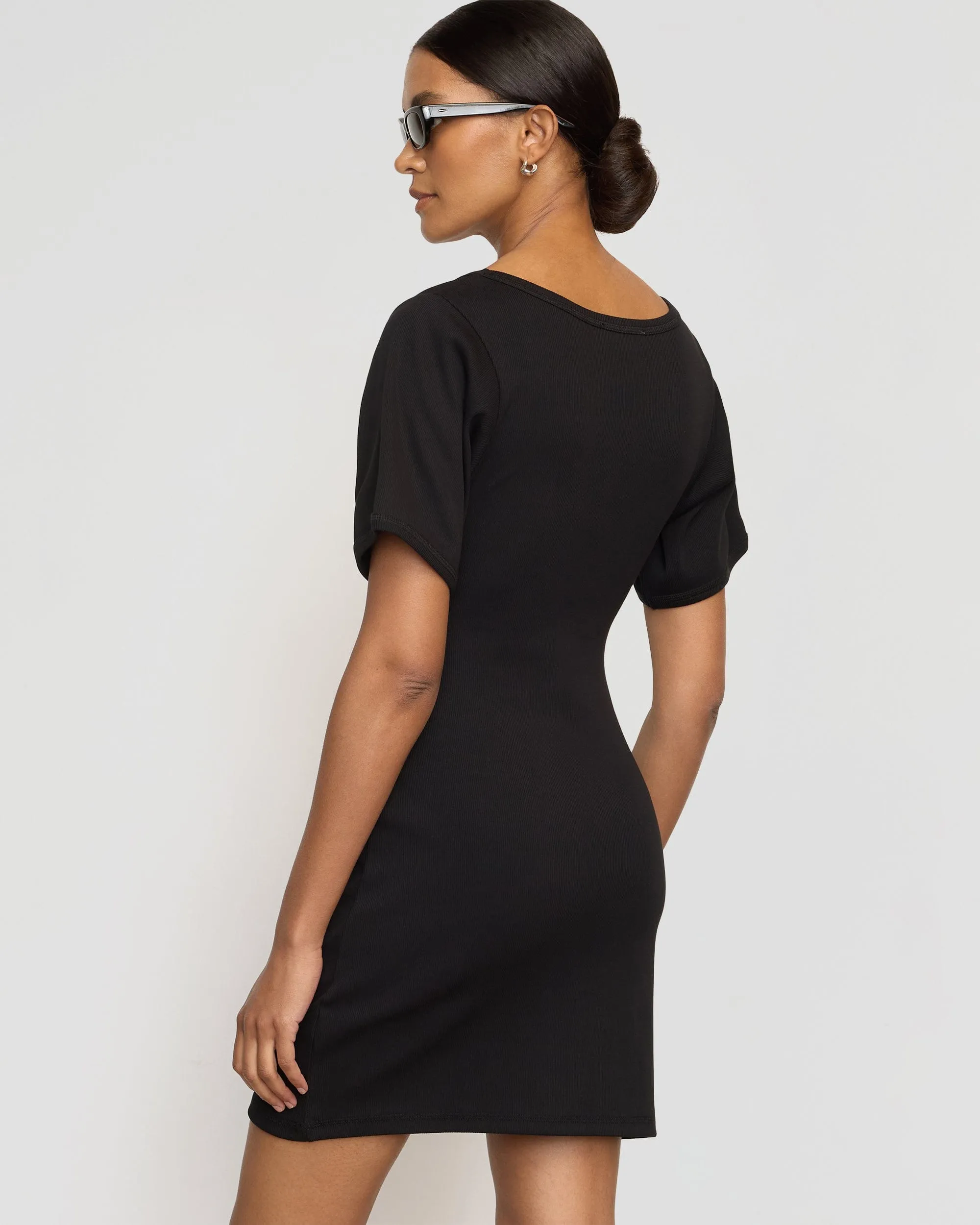 Rae Sculpted Scoop-Neck Mini Dress Calm Wave WrinkleResistantClothing