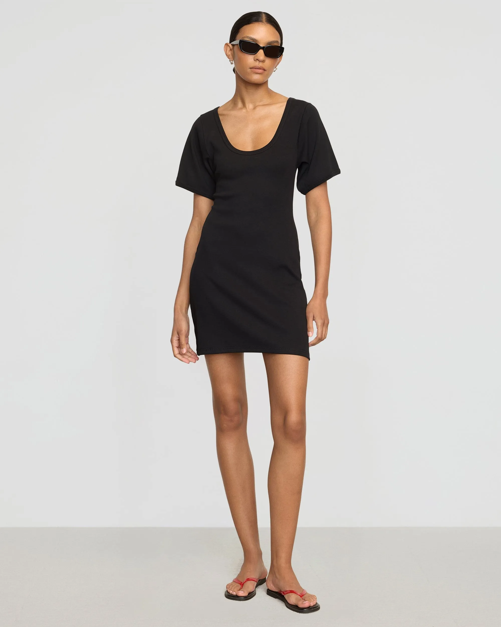 Rae Sculpted Scoop-Neck Mini Dress Breathable Lamination