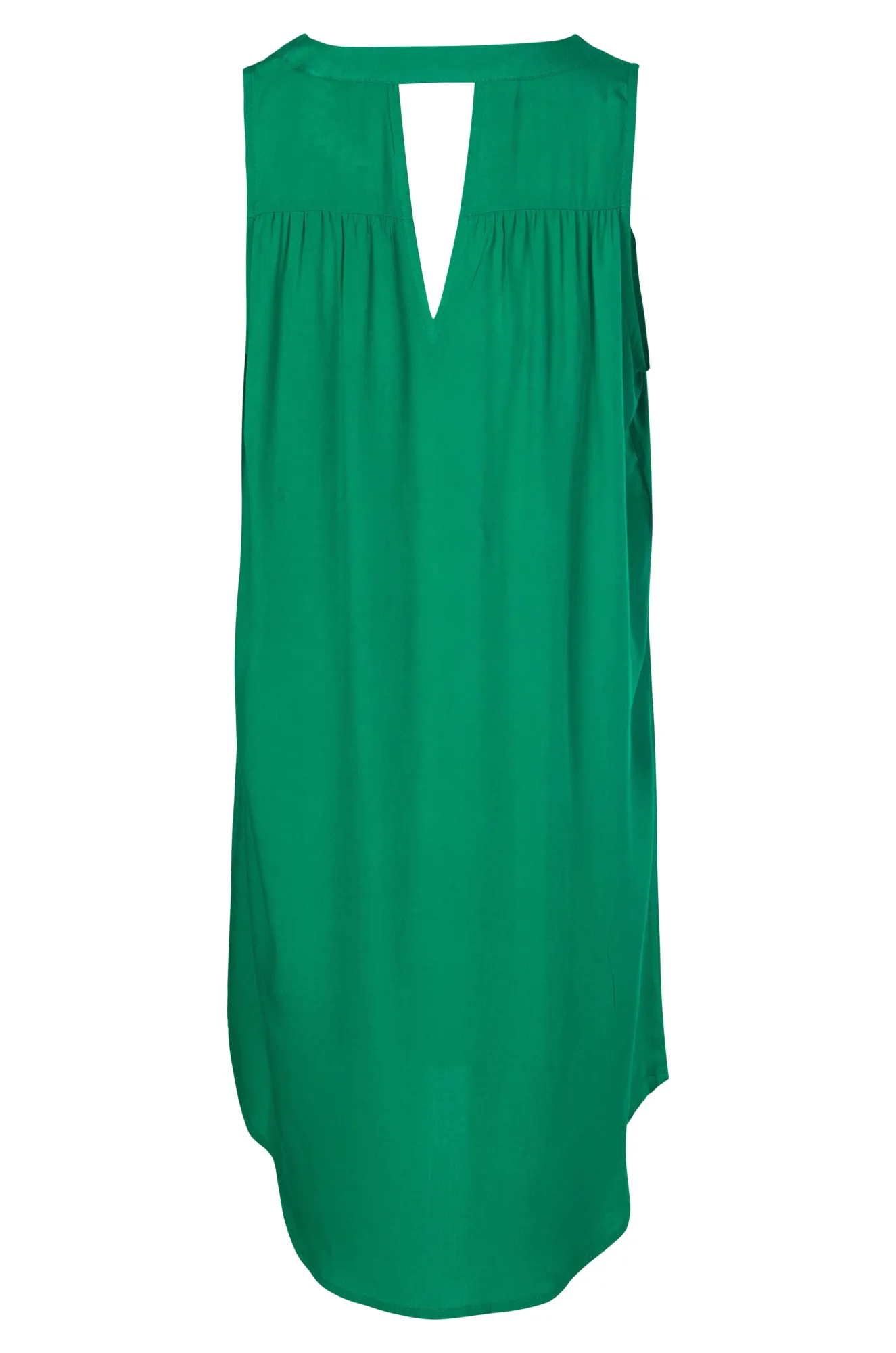 V neck Short Dress with hi low hem | GREEN | 3316A1 Relaxed Blouse