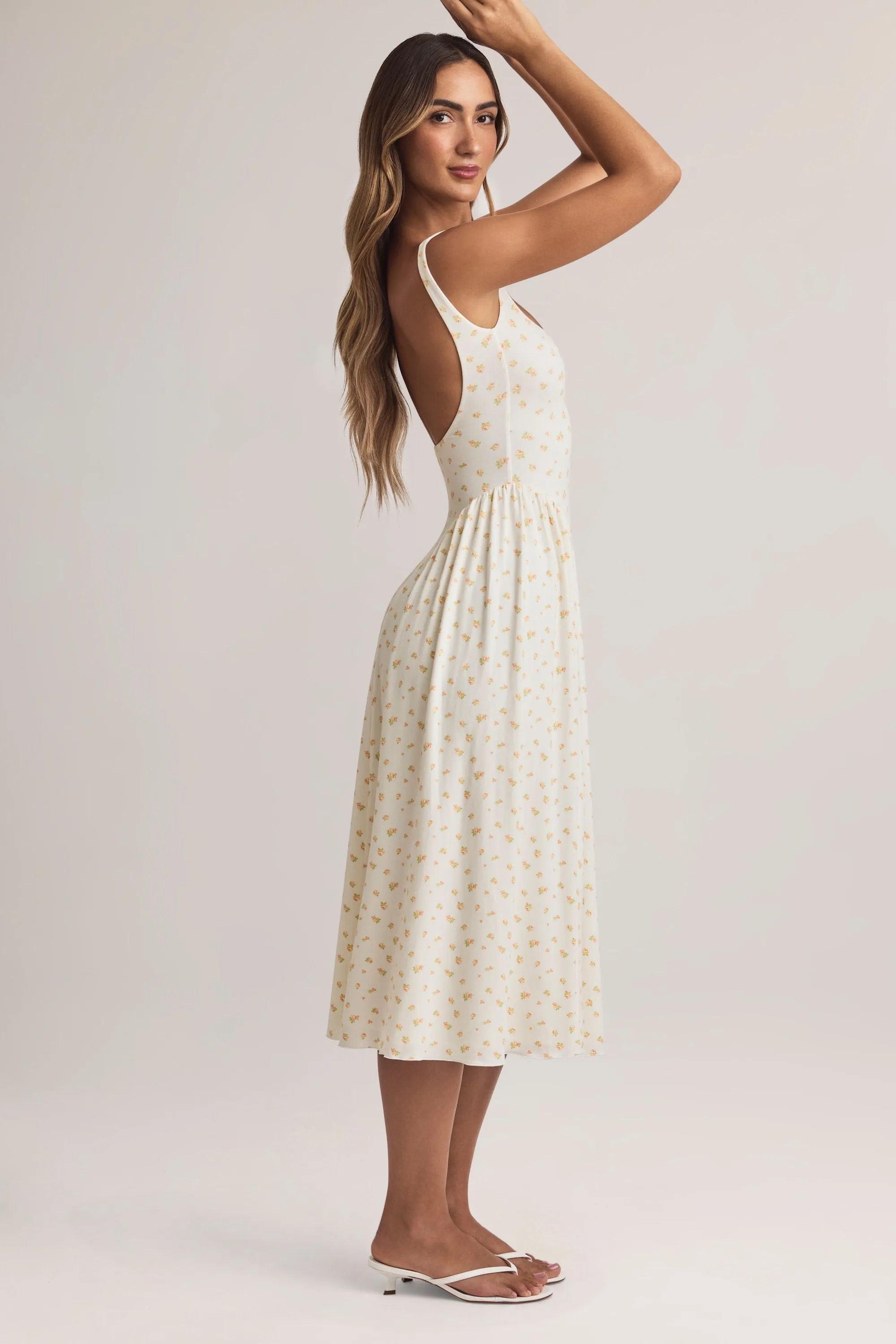 Modern Cut Regal Glow Modal A-Line Midaxi Dress in Floral Print