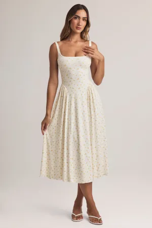 Polish Glow Trend Base Modal A-Line Midaxi Dress in Floral Print