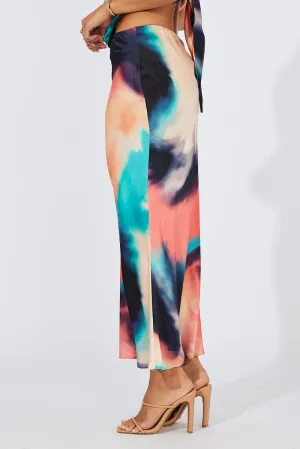 Multi Abstract Slip Skirt Maxi Layered Structure