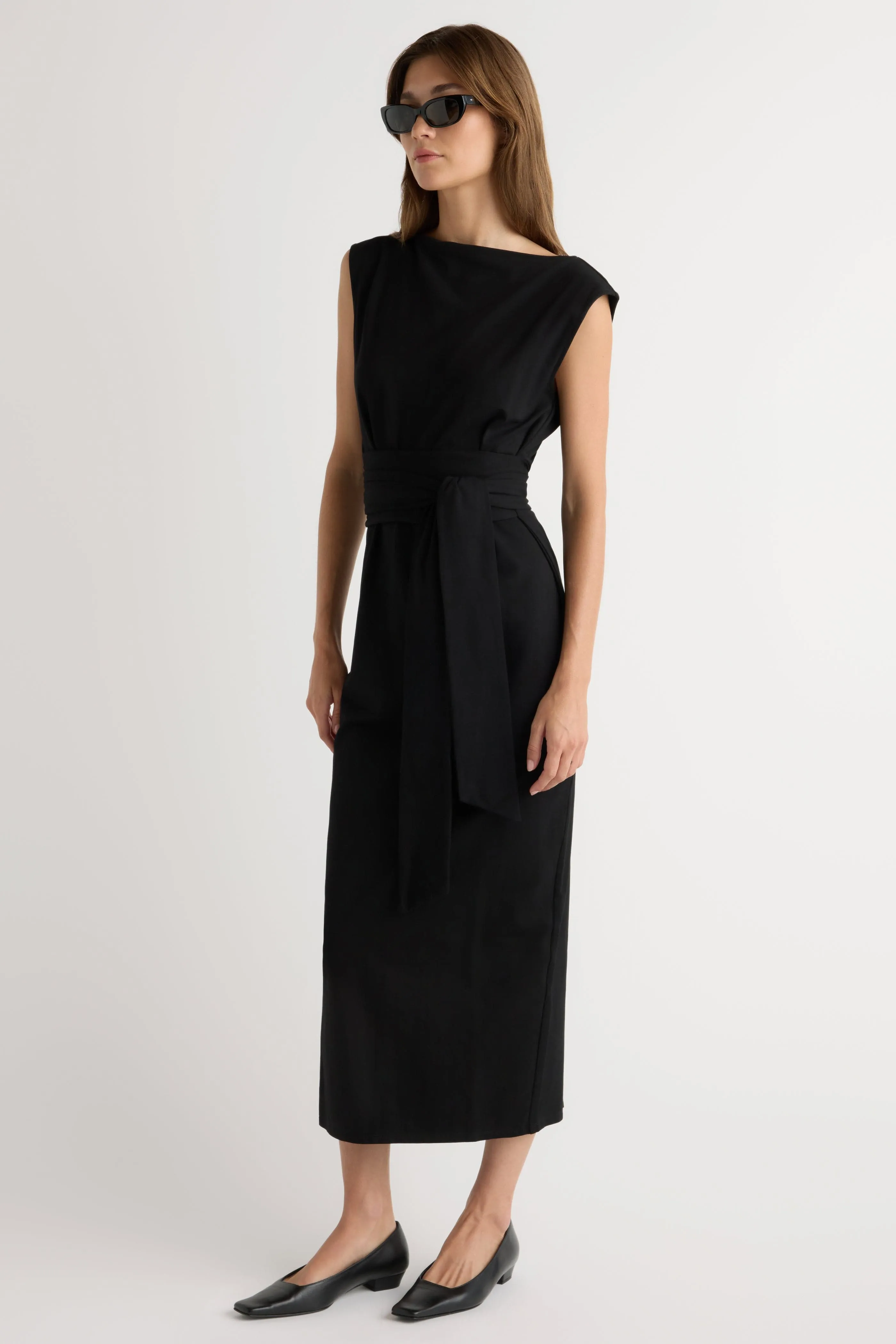 Casual Trend Zen Ease Edina Tie-Front Slit-Neck Dress