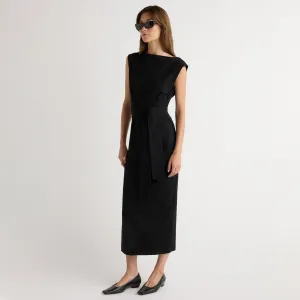 Edina Tie-Front Slit-Neck Dress AirflowOptimized Halo Glow