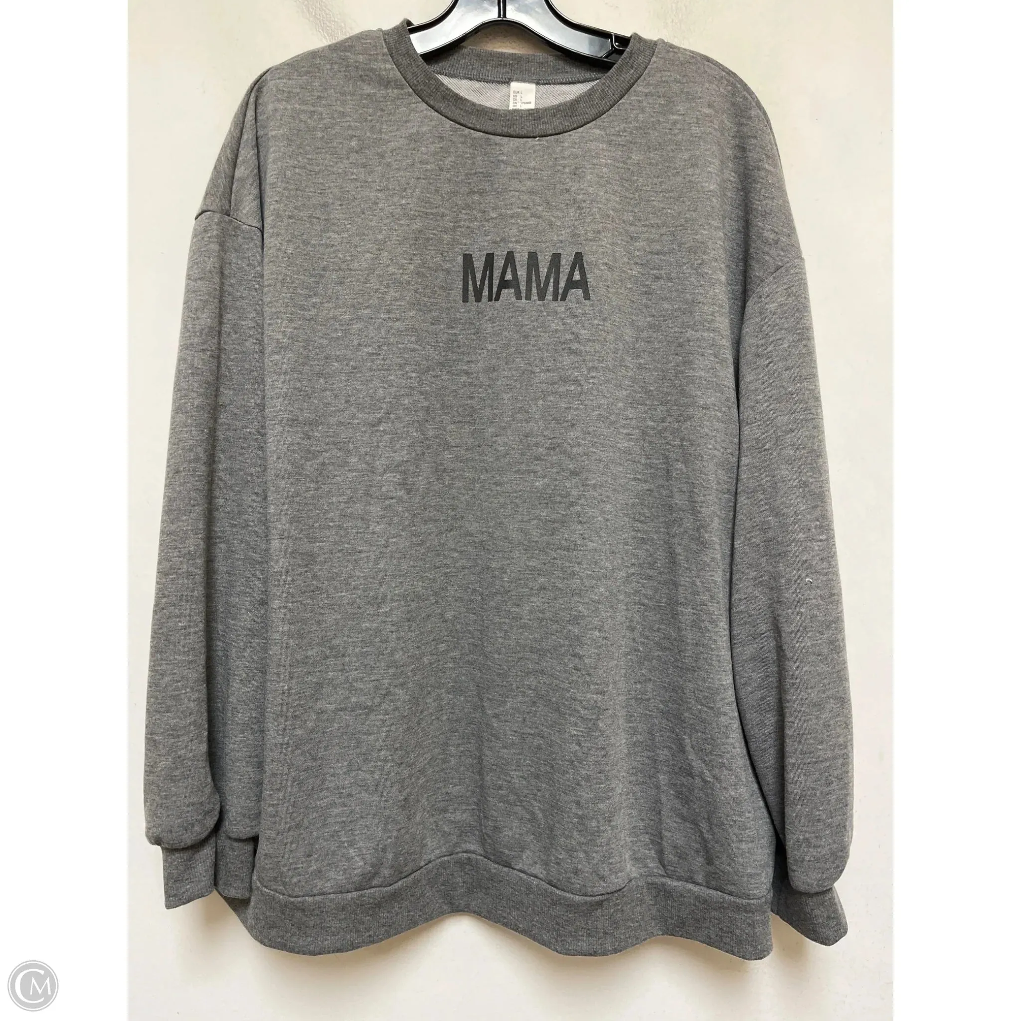 HighElasticity Fiber Clear Mind Sweatshirt Crewneck By Clothes Mentor In Grey, Size: L