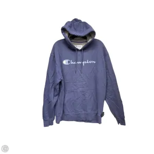 Adjustable Waistbands Sporty Design Athletic Sweatshirt Hoodie By Champion In Blue, Size: L