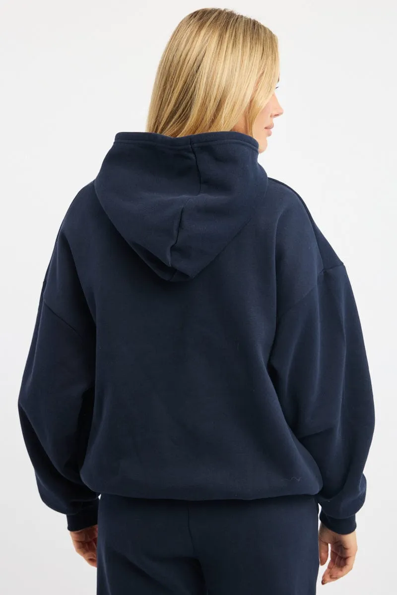 product couple intimacy Street-Ready Wear Blue Graphic Sweater Long Sleeve