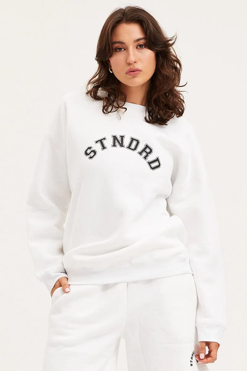 product weekend wearability Competitive Advantage White Unisex Sweatshirts Oversized Crew Neck