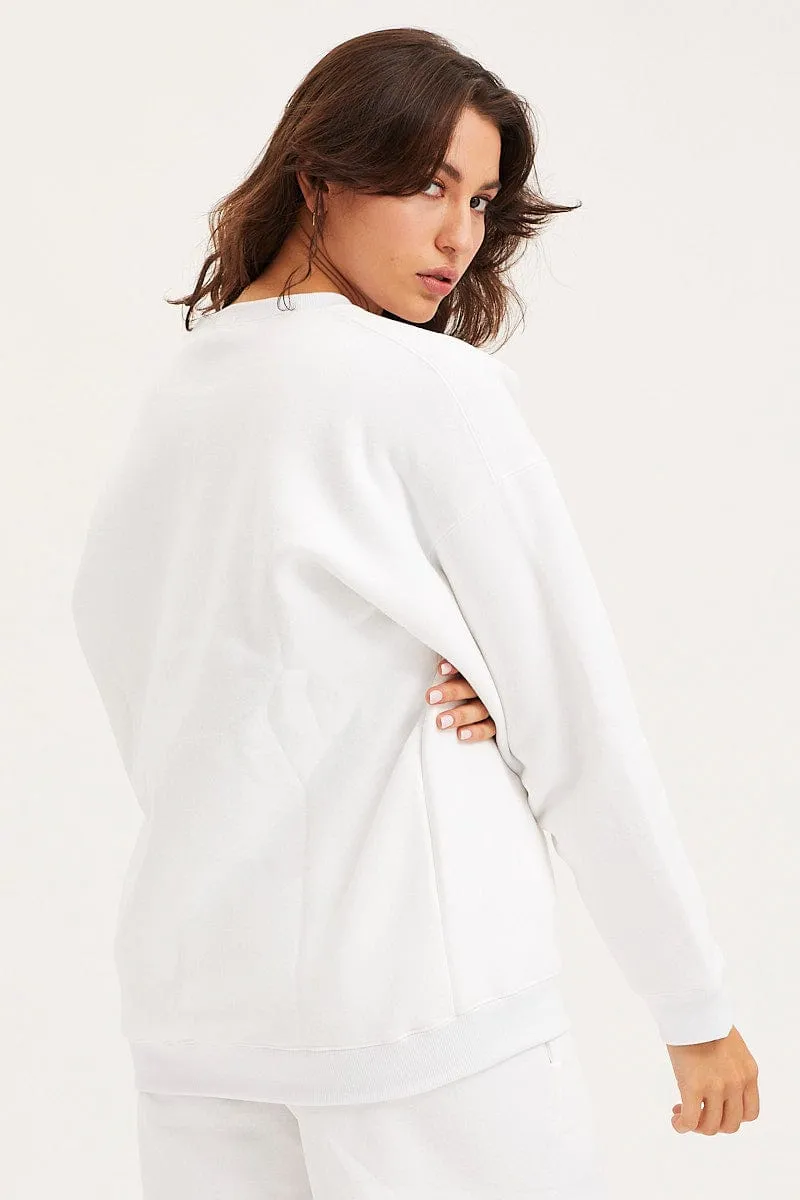 product yoga friendly flexibility Urban Bold White Unisex Sweatshirts Oversized Crew Neck