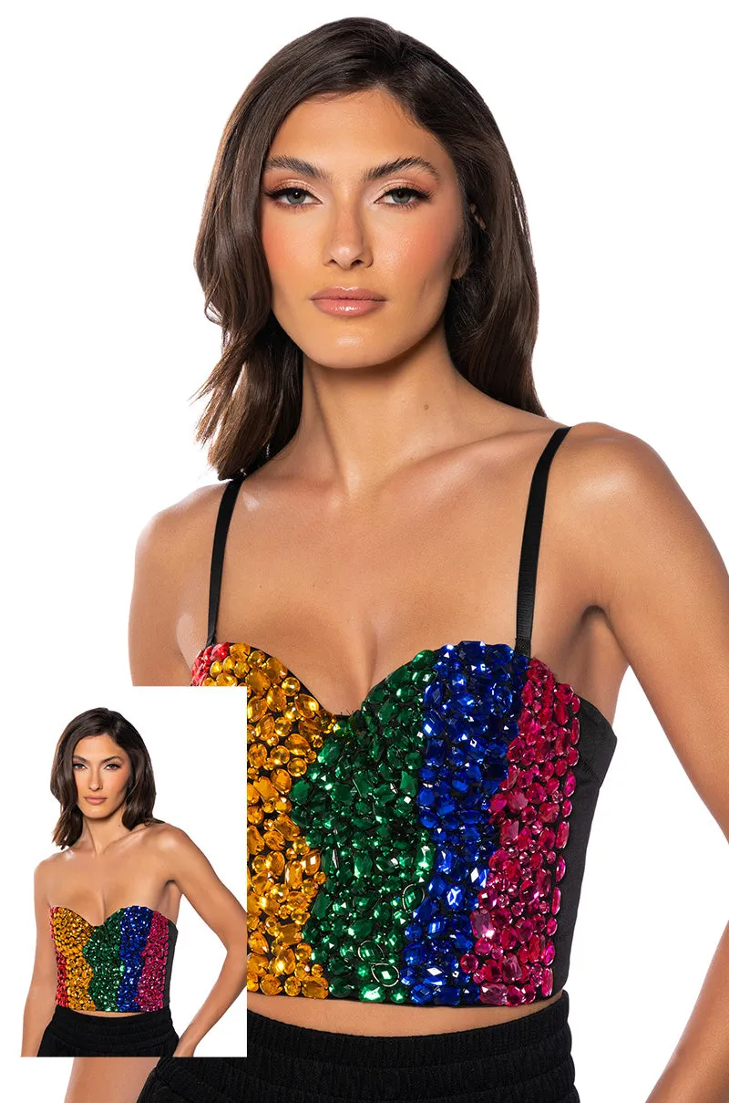 COLORFUL RHINESTONE BUSTIER Durable Blends