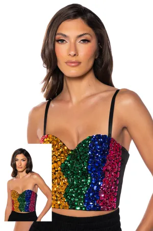 Water Repellent Coating deterrence COLORFUL RHINESTONE BUSTIER