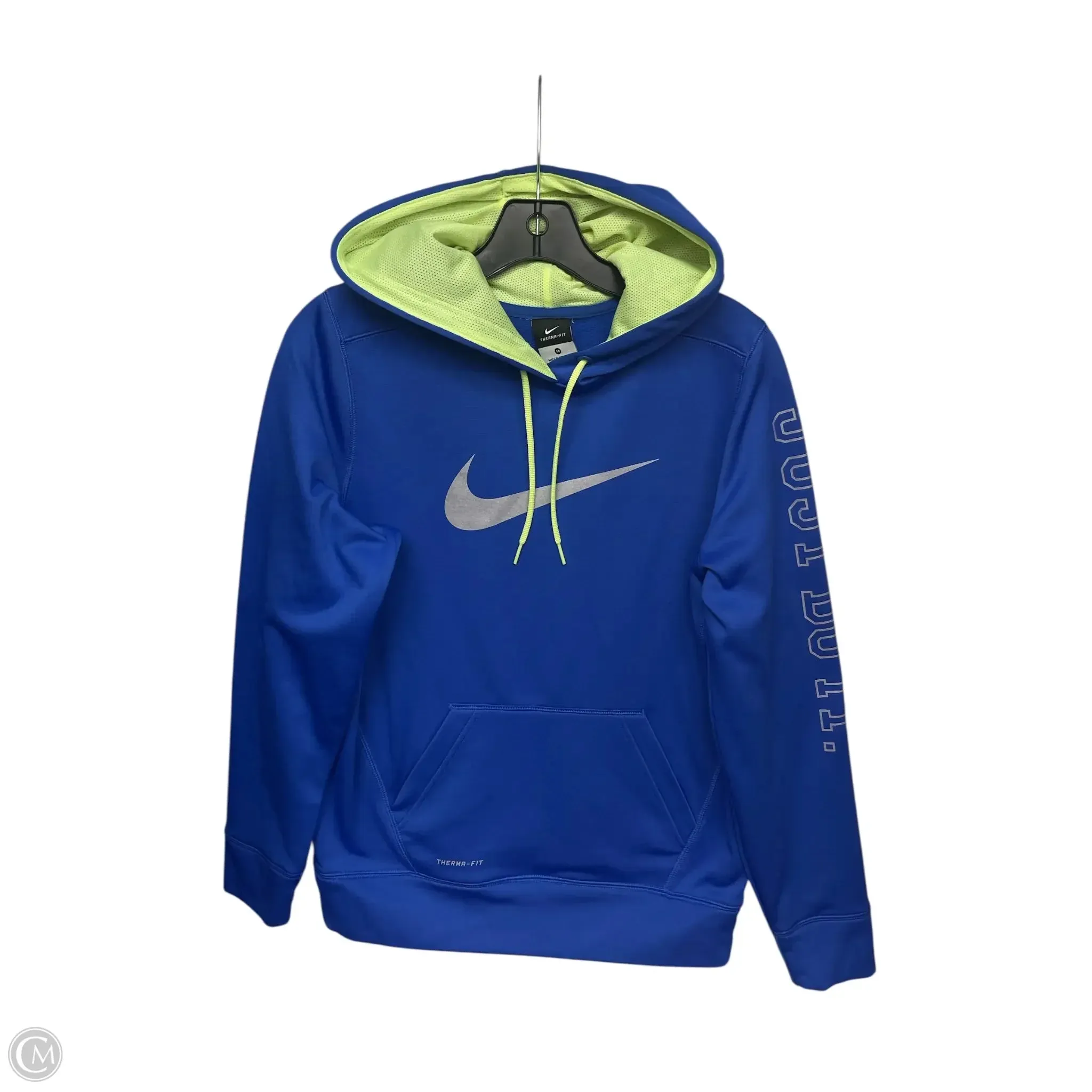 FlexibleMaterial Functional Jacket Athletic Sweatshirt Hoodie By Nike In Blue & Yellow, Size: M