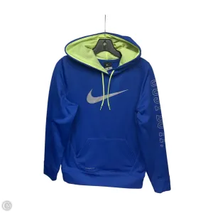 FlexibleMaterial Functional Jacket Athletic Sweatshirt Hoodie By Nike In Blue & Yellow, Size: M