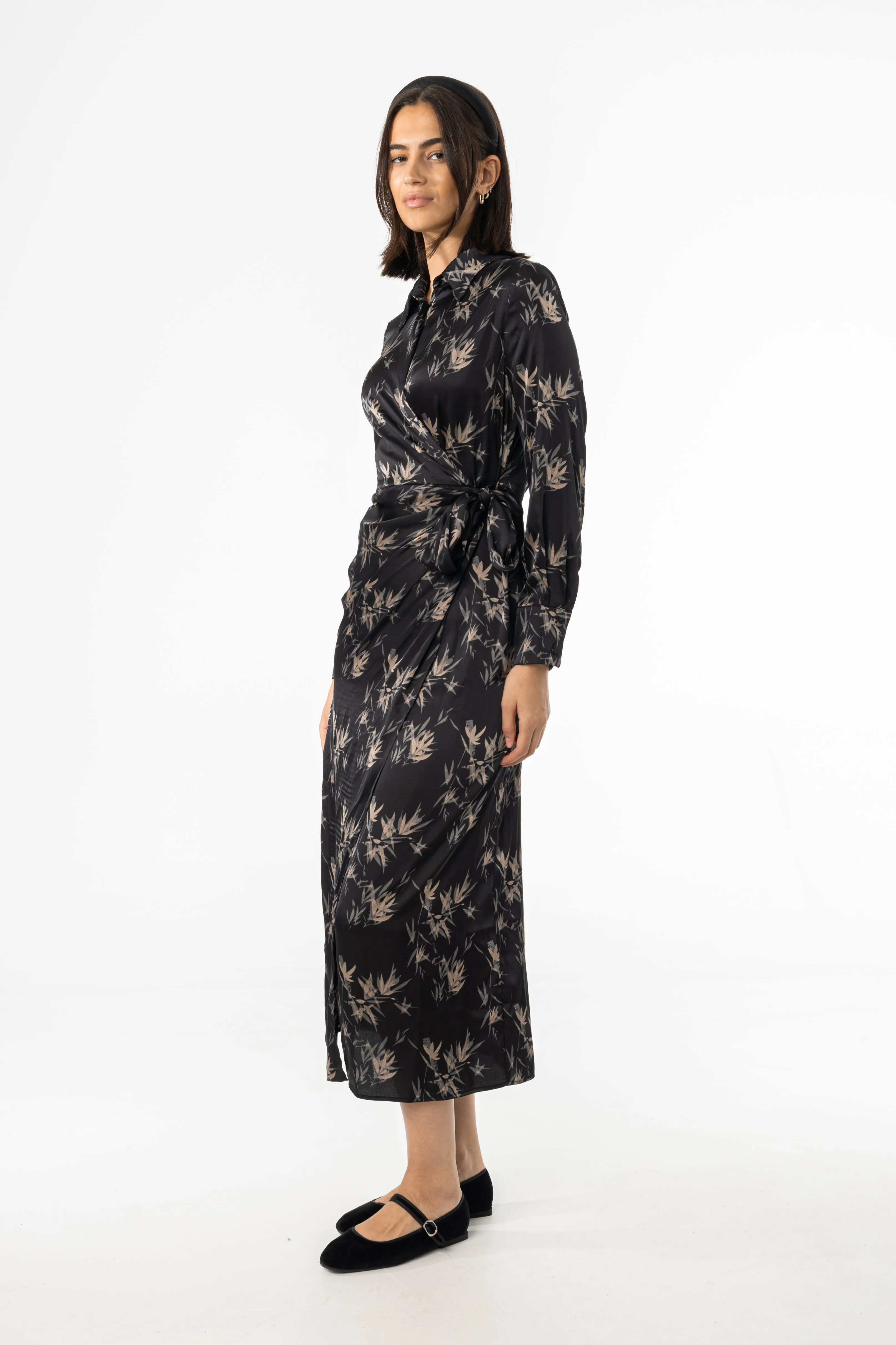 Black & Beige Side Tie Maxi Dress Simple Fashion