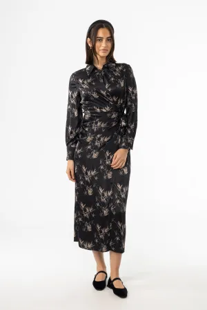 Thermal regulation Black & Beige Side Tie Maxi Dress