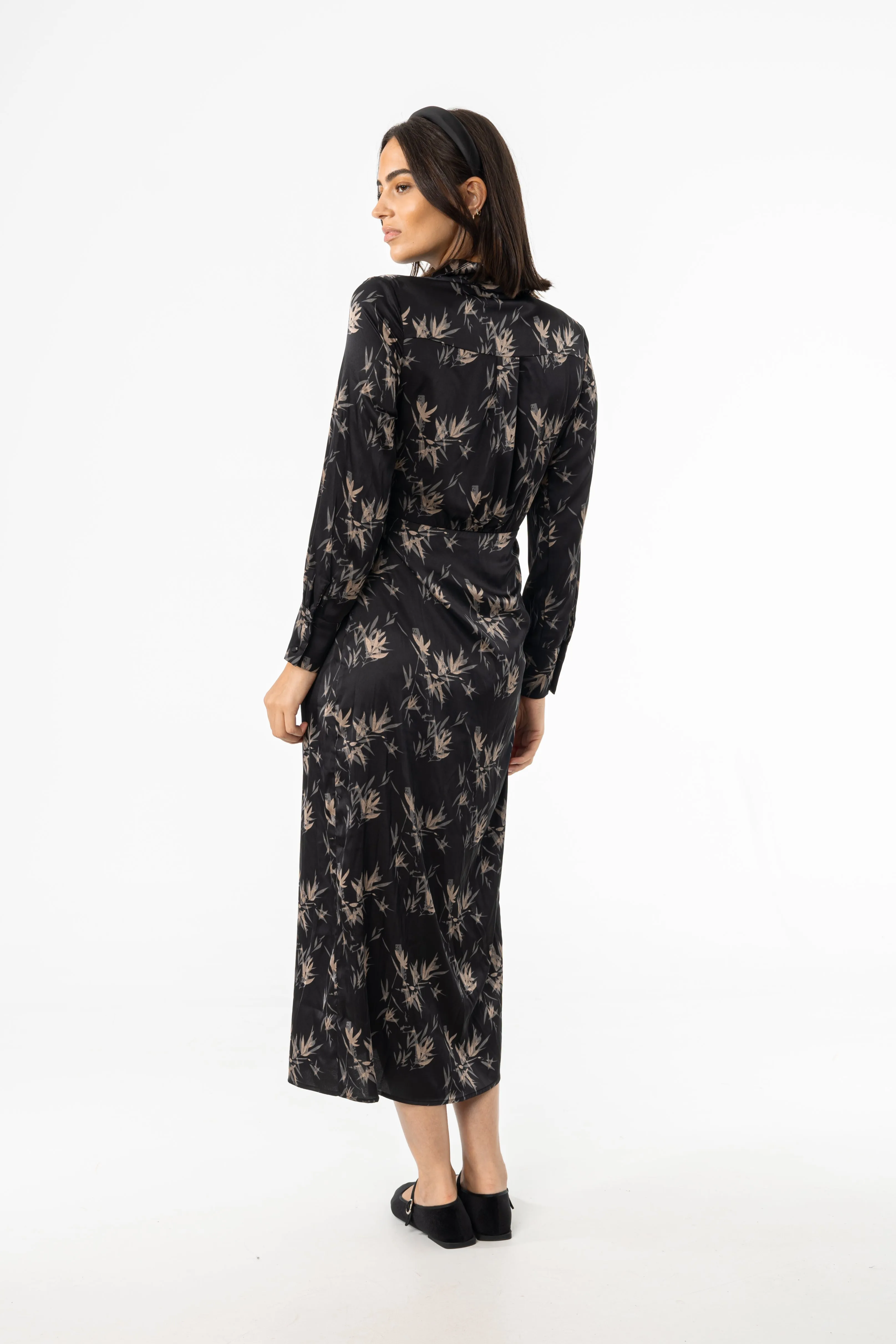 HypoallergenicTextile Summer Ready Black & Beige Side Tie Maxi Dress