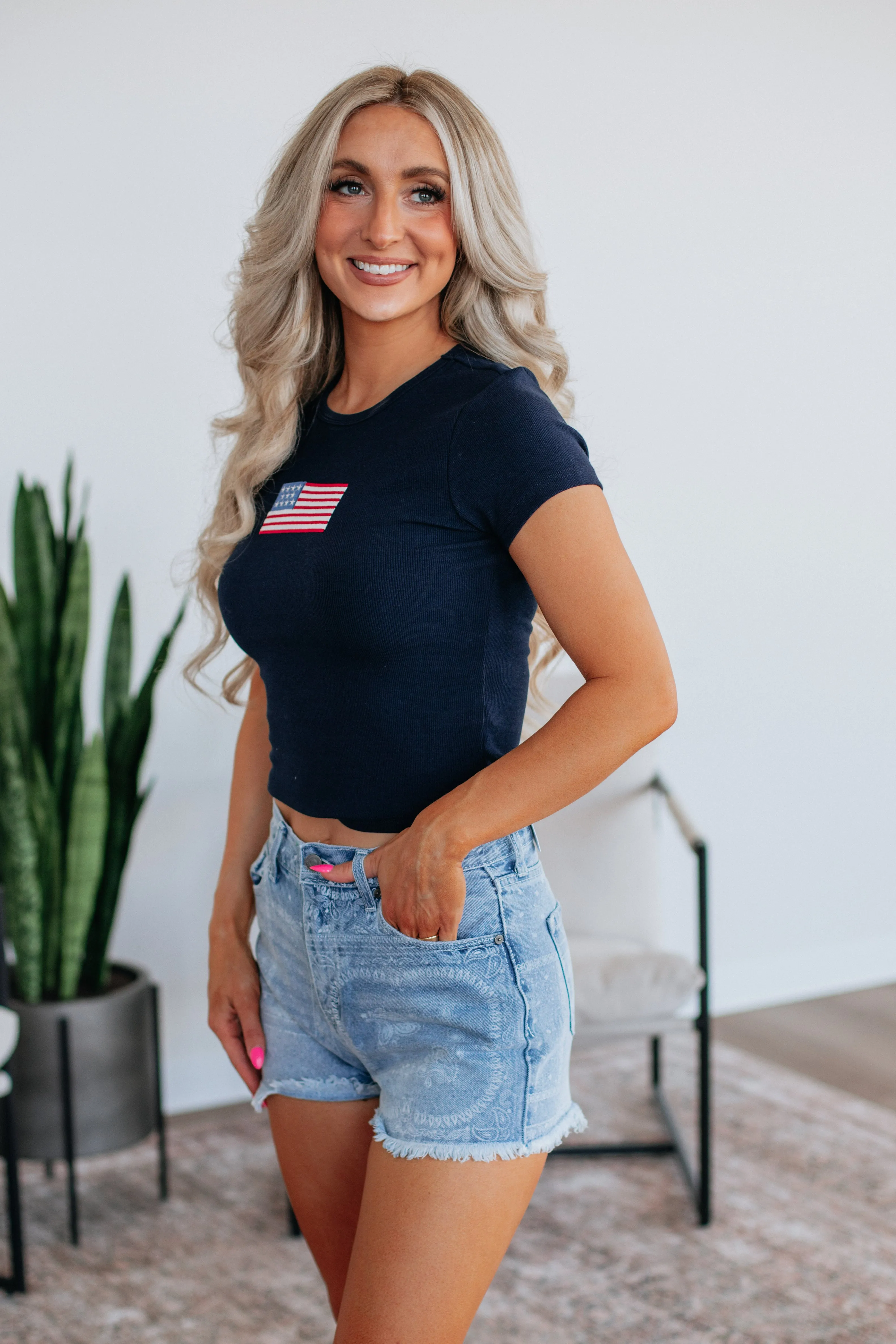 Little Miss Independent Tee - Navy Versatile Comfort