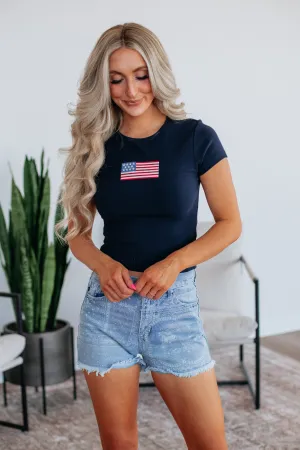 Flexible Fit Little Miss Independent Tee - Navy