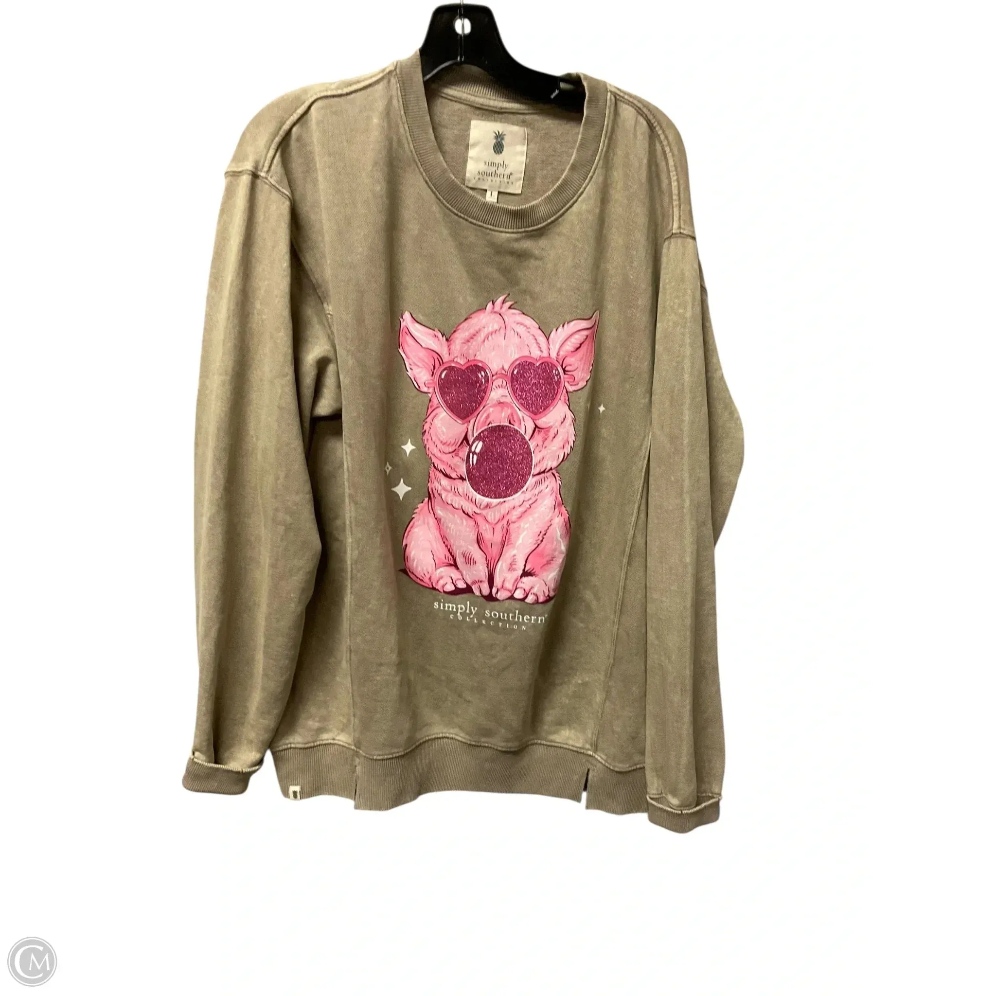 Everyday Comfort Light Wool Sweatshirt Crewneck By Simply Southern In Beige, Size: L