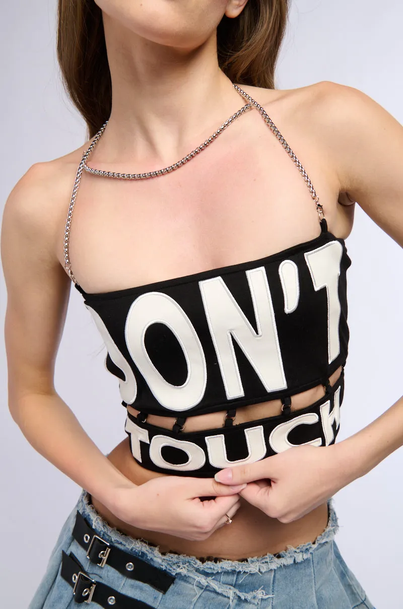 hot climate LOOK BUT DONT TOUCH HALTER NECK TOP