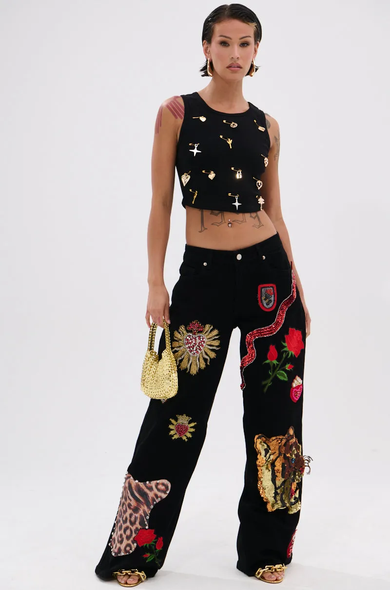 Travel Lightness military personnel LOVIN' YOU EMBELLISHED TANK TOP