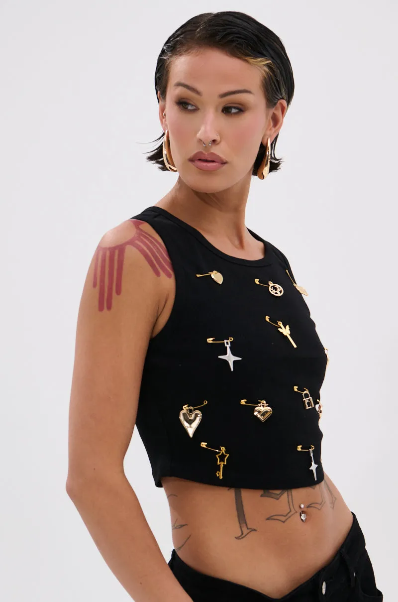 LOVIN' YOU EMBELLISHED TANK TOP Double Layered Panels Enhanced Ventilation Panels
