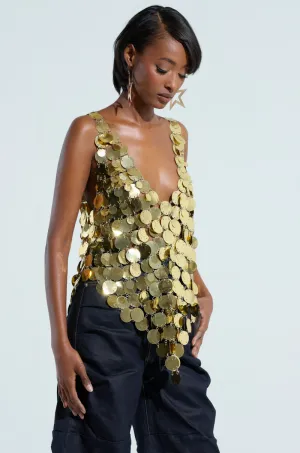 GET ME BODIED GOLD SEQUIN TOP difficult to operate