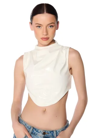 MY INFLUENCE MOCK NECK FAUX LEATHER SLEEVELESS TOP Advanced Ventilation Anti Pill Technology
