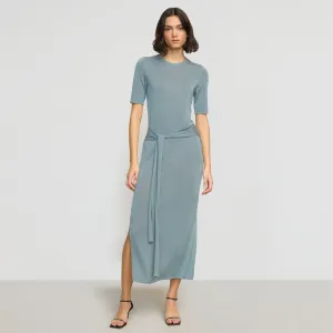 Trendy Design Summer Outerwear Larkyn Tie-Front Semi-Sheer Tencel-Wool Dress