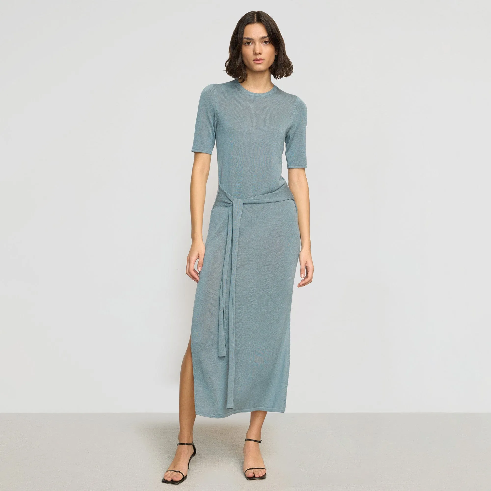 Trendy Design Summer Outerwear Larkyn Tie-Front Semi-Sheer Tencel-Wool Dress