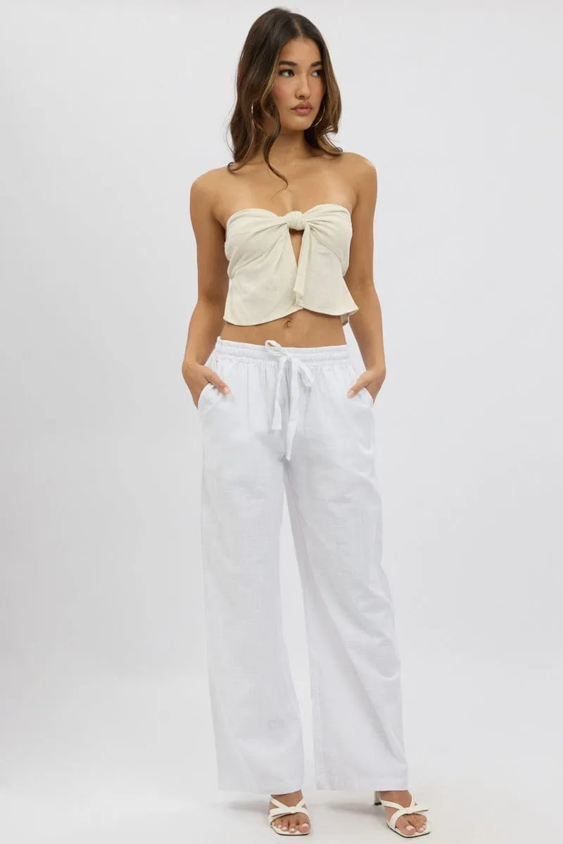 White Wide Leg Pants Elasticated Sleek and Soft simple design